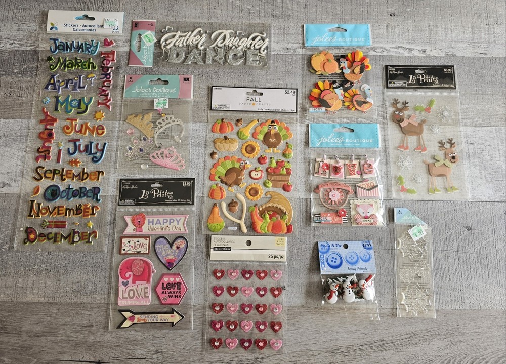 Sticker Lot Holiday Scrapbooking Stickers Thanksgiving Vday Months Jolee’s #176