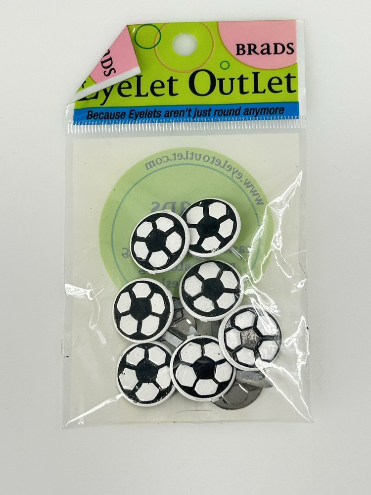 Eyelet Outlet Brads SOCCER BALL Sports Scrapbooking Embelishment Papercrafts