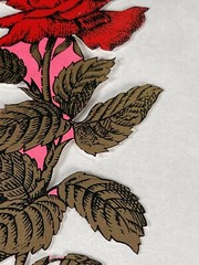 Vintage Diecut Rose Paper 7.5×3.75″ Red & Gold Tone