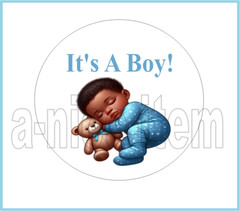 30 It’s A Boy Lollipop Envelope Seals 1.5″ African American Baby Labels