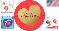 Red & Gold Love Stickers, 1.5″ Diameter, 2500 Pack