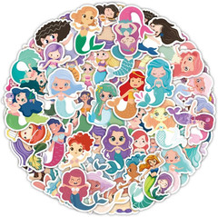 60Pcs Cute Mermaid Princess Stickers for Water Bottles, Laptops, Scrapbooks