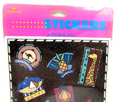 Vintage 1990 Travel Stickers Australia Hawaii Africa NYC Paris Hallmark NOS NIP