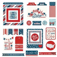 PhotoPlay Scrapbook STARS and STRIPES Cardstock Ephemera Die Cuts Planner 30pc