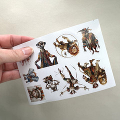 Fantasy Circus Stickers 4 Sheets Vintage Style Junk Journal Collage