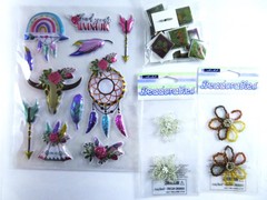 Scrapbooking Items Puffy Stickers Fruit Brads Beaded Flowers 3D Mixed Lot New