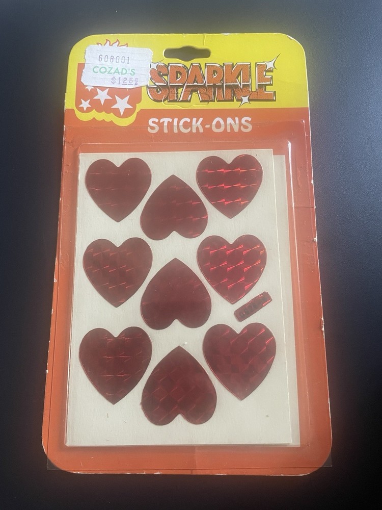 Vintage Prismatic Sparkle Red Heart Stickers New In Package 1981 Star Bright