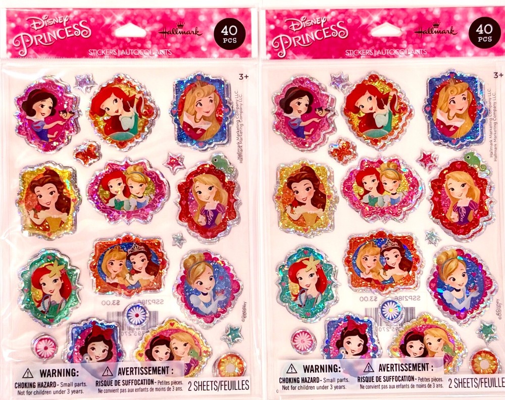 Disney Princess Epoxy Puffy Stickers Little Mermaid Belle Cinderella Snow White