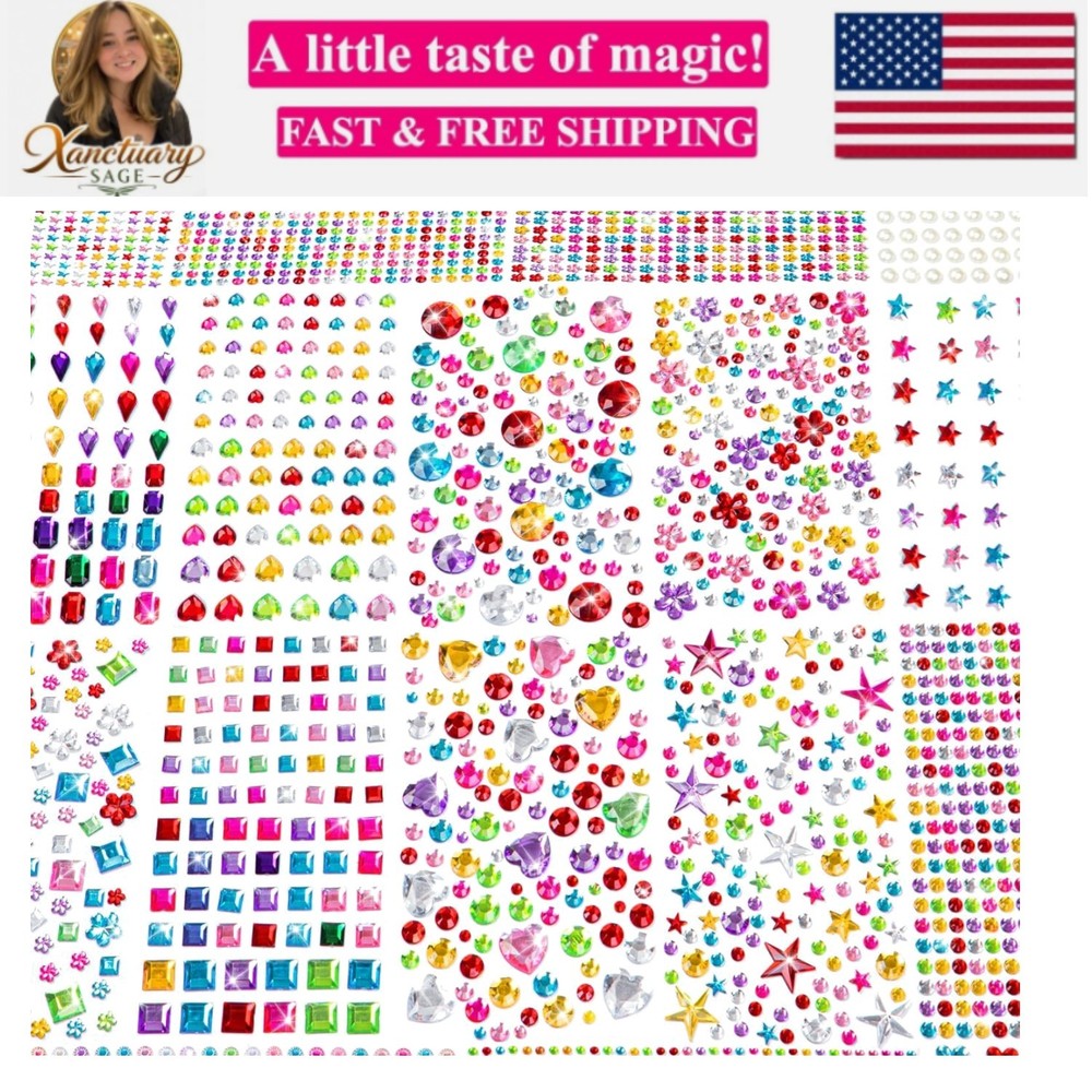 6124Pcs Gem Stickers-Self-Adhesive Face Jewelry Stickers, Acrylic Gems DIY Cr…