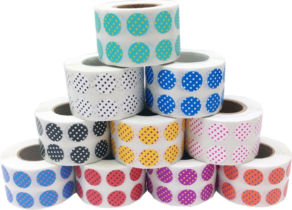 Circle Polka Dot Stickers | 0.5″ Inch Round | 1,000 Pack | Pick One Color