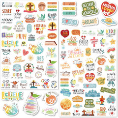 24 Sheets Christian Jesus Stickers for Kids Adults, Waterproof Adhesive Inspirat