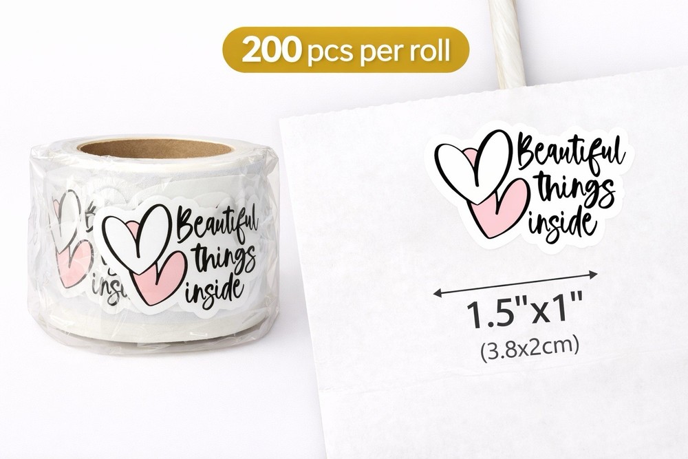 200 Beautiful Things Inside Stickers 1.5”x1” Packaging Labels Small Business