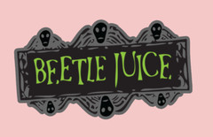 Beetlejuice – logo die cut sticker – WATERPROOF