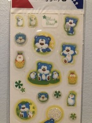Morning Glory Blue Bear And Penguin Glitter Sticker Sheet Kawaii Vintage Htf
