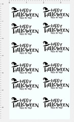 Happy Halloween Trick or Treat Vinyl Sticker Witch Hat Spooky Laptop Journal Art