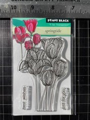 New Penny Black RUBBER STAMP clear SPRINGTIDE TULIPS SET