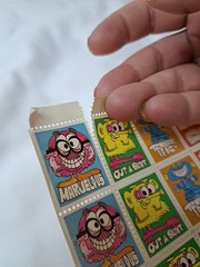 Vintage Retro 90s Lick N Stick Stamp Stickers Full Sheet Rewards Funny Monsters