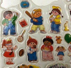Vintage 1983 Diamond Toy Makers Cabbage Patch Puffy Stickers 1980s Doll Bald Toy