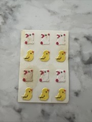 Vintage Mini Fuzzy Felt Stickers Bunny & Chick Textured Stickers