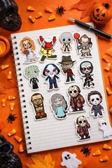 Halloween Horror Characters Sticker Set – 24 Piece