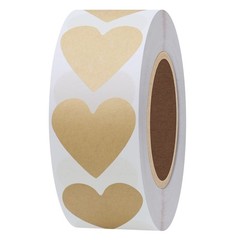 Hybsk Kraft Heart Stickers Valentine’s Day Crafting Scrapbooking 30mm Adhesive