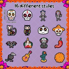 Sugar Skull Waterproof Vinyl Stickers – 1000 Count for Festive Celebrations