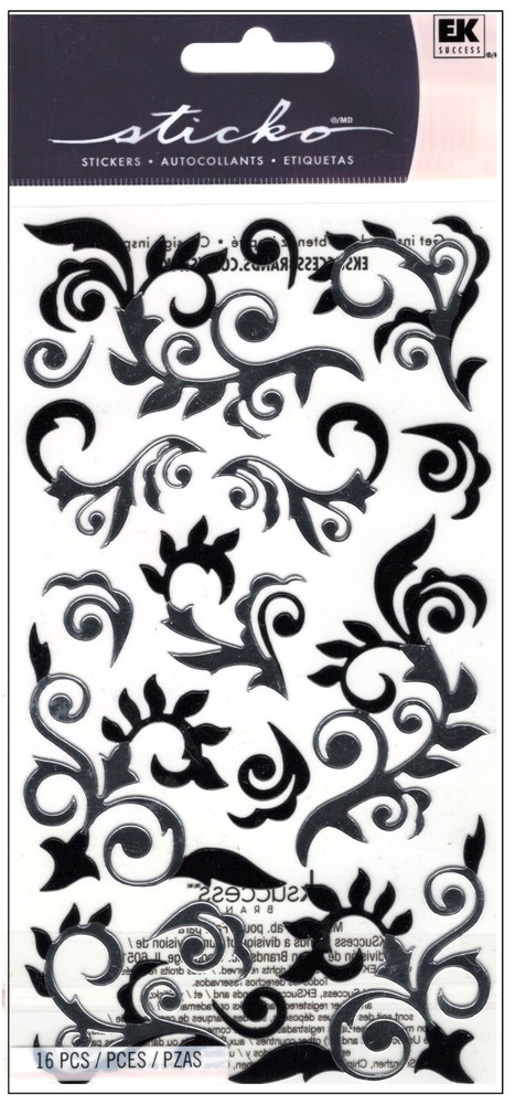 Silver Flourish, scrapbook stickers, 4×7″ – Sticko 009632