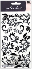 Silver Flourish, scrapbook stickers, 4×7″ – Sticko 009632