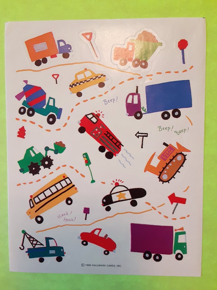 vintage Hallmark transportation vehicles sticker sheet