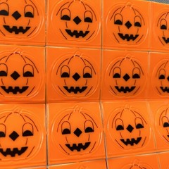Vintage 1970s 1980s HALLOWEEN Jack-o-Lantern Fluorescent Orange Stickers NOS