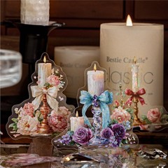 20Pcs Flower Candles Holographic Stickers Journal Planner Scrapbooking Collage