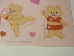 Lot 9 Sheets Vintage Hallmark Valentine Stickers: Hearts, Red Foil, Teddy Bear