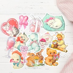 Cute Vintage Coquette Waterproof Vinyl Sticker pack of 30 Random, Girly Pink