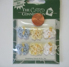 4 Pks Stickers Real Crochet Baby Booties Butterflies Blue White Yellow Boy Girl