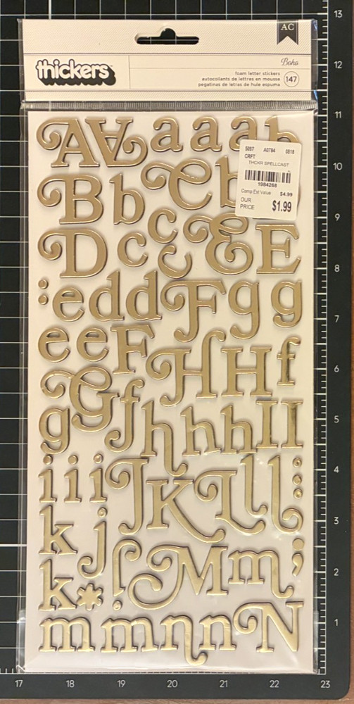 American Crafts Thickers Letter Sticker GOLD Varieties Foil Puffy Foam Chipboard