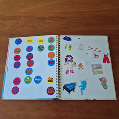 Vintage 1980s Sticker Album Book Puffy Hello Kitty Snoopy Apple Garbage Pail