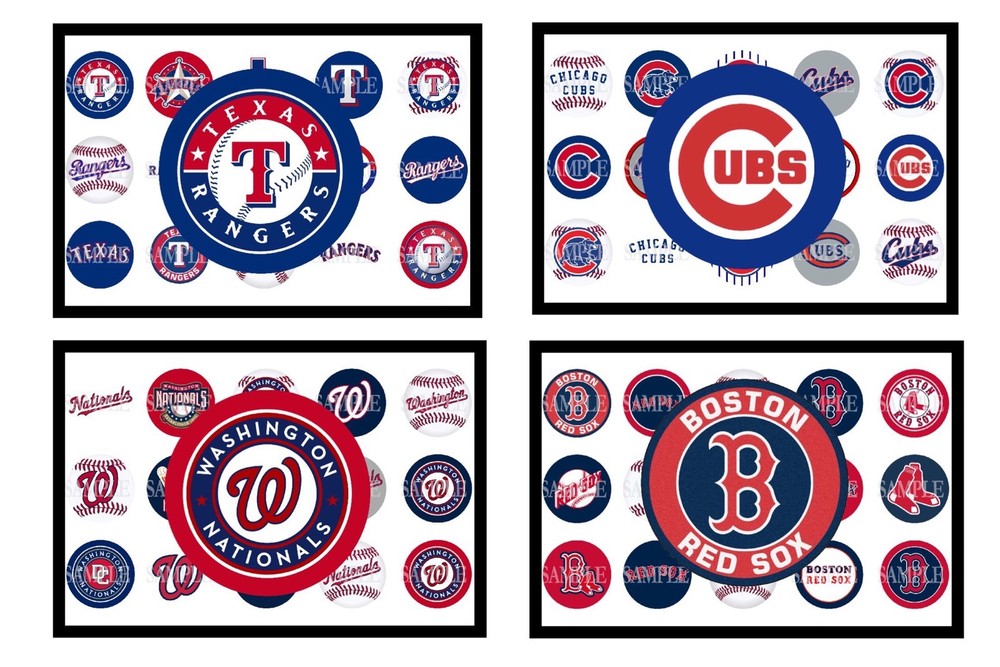 15 Pre-Cut MLB Baseball Teams 1 Inch Bottle Cap Images (30 Options)