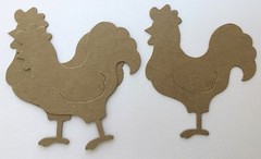(4) *ROOSTER* Farm Barnyard Animal – Bare Unfinished Chipboard Die Cuts 4 3/4″