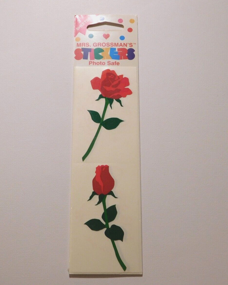 Mrs. Grossman’s Lot of 3 Strips Brand New in Package Rose Red Roses Stickers