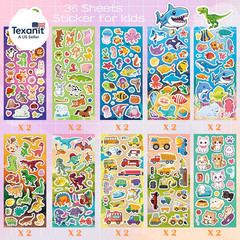 36 Sheets Stickers for Kids, 800+ Stickers for Scrapbooking Including Animals, F