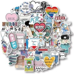 50 Pcs Cartoon Nurse Stickers – Waterproof Vinyl Decals for Smooth Surfaces