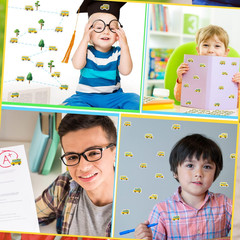 480 Pcs School Bus Stickers Album Cute Cartoon Transportation Crafts Kit for Kid