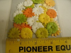 Paper Flowers Card Scrapbook Embellishments – Green Yellow Orange – 3 packs