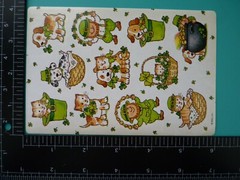 Vtg American Greetings Stickers ST PATRICKS & BLOOMER BUNNY (3) Loose Sheets