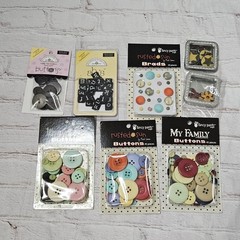 Scrapbook/crafting Brads/Buttons/Slides Lot of 8 metal/plastic All new Package