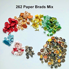Lot Of 262 Paper Brads Mix Colors/Sizes/Shapes 4 Scrapbooking Cards DIY Crafts