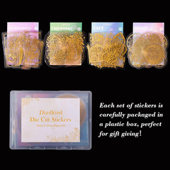 Pre Cut Gold Holographic Stickers, 180 Pieces Large Size Glitter Transparent Res