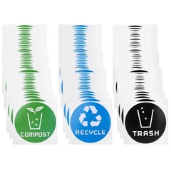 60Pcs/Set Round Recycle Trash Compost Sticker Decal For Trash Cans Garbage C EJJ