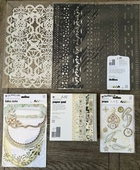 Basic Grey *CAPPELLA* Accessories LOT: 2 Doilies, 6×6 Paper Pad, Take Note Pops+