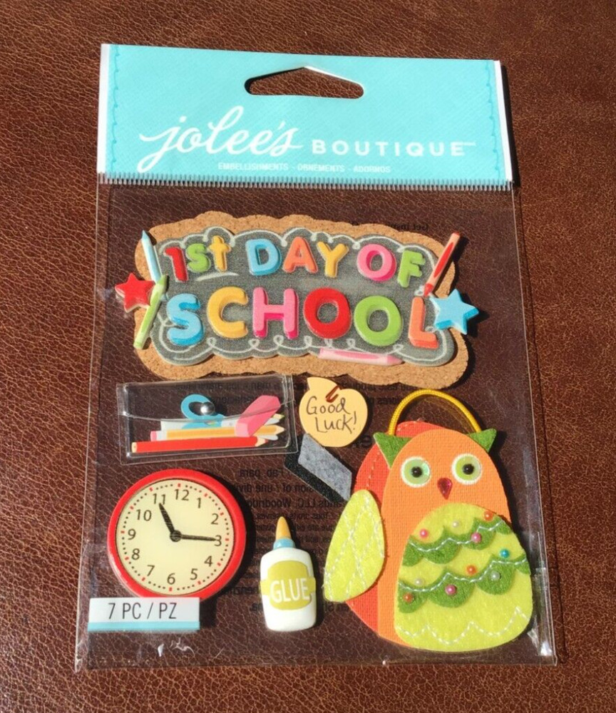 JOLEE’S 3D Embellishment Stickers 1ST DAY OF SCHOOL OWL CLOCK